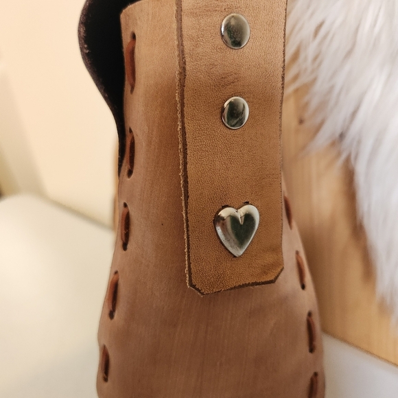 Vintage 1970s Tooled Acorn Leather Shoulder Bag Purse Boho Hippie Festival 70s - Picture 6 of 13